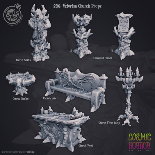 Cosmic Horror Victorian Church Terrain Set - resin tabletop miniature front view