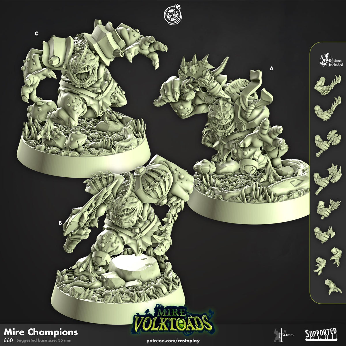 Grung Barbarian Miniature - resin tabletop miniature front view