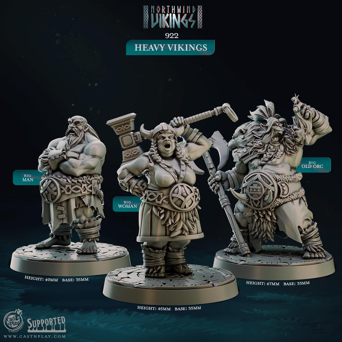 Orc Barbarian Miniature - resin tabletop miniature front view