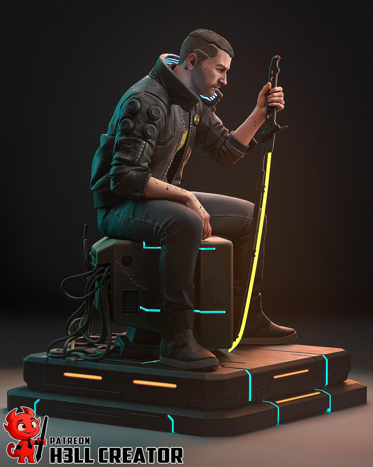 Male V Figure - Cyberpunk 2077 - resin tabletop miniature alternate angle