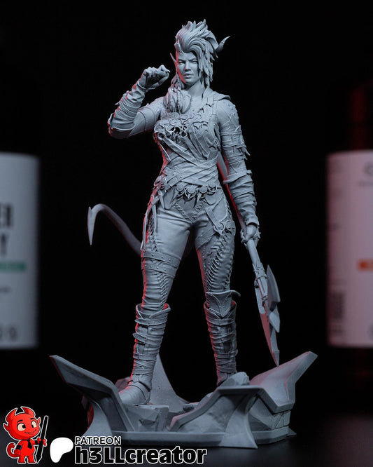Karlach Figure - Baldur's Gate 3 - resin tabletop miniature alternate angle