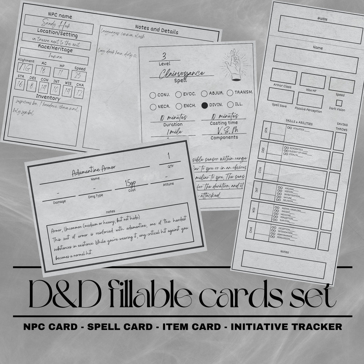 Fillable Cards Set - digital download preview