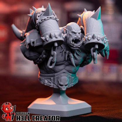 Garrosh Hellscream Bust - World of Warcraft - resin tabletop miniature alternate angle