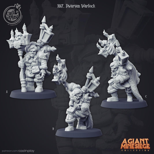 Dwarf Warlock Miniature - resin tabletop miniature front view