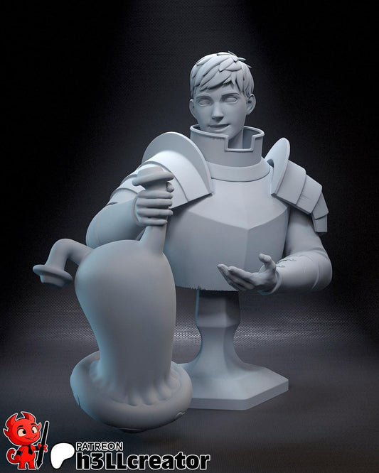 Laios Touden Bust - Delicious in Dungeon - resin tabletop miniature alternate angle