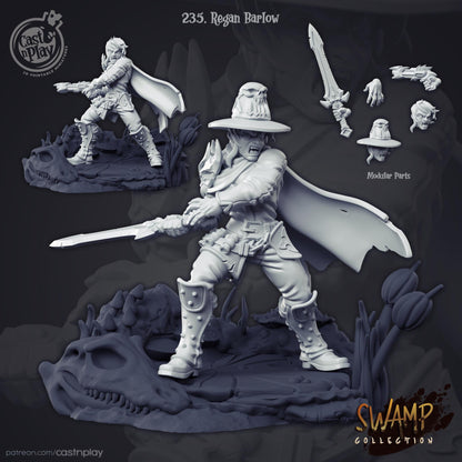 Human Paladin Miniature - resin tabletop miniature alternate angle