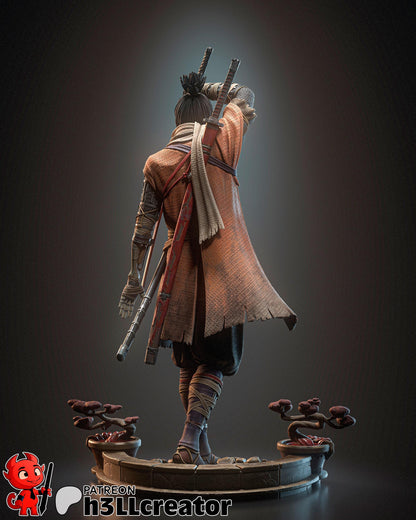 Wolf Sekiro Shadows Die Twice Figure - 3D printed miniature detail view