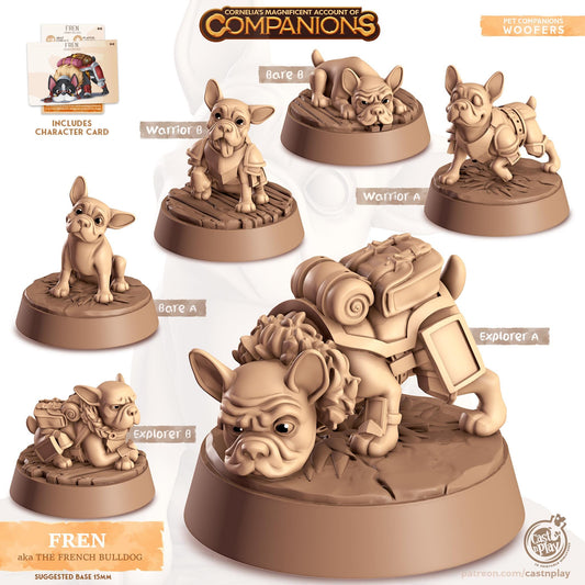 French Bulldog Dog Animal Companion Miniature - resin tabletop miniature front view