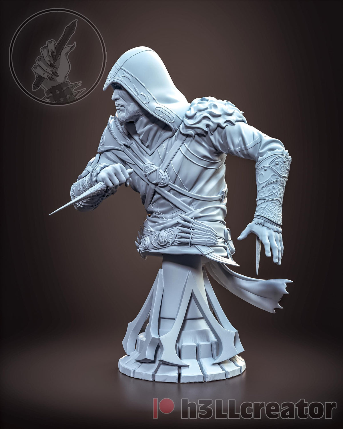 Ezio Auditore Assassin's Creed Bust - resin tabletop miniature alternate angle