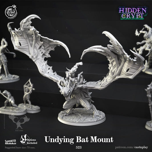 Undead Bat Mount Miniature - resin tabletop miniature front view