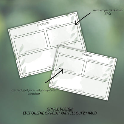 Location Card - printable tabletop RPG resource preview