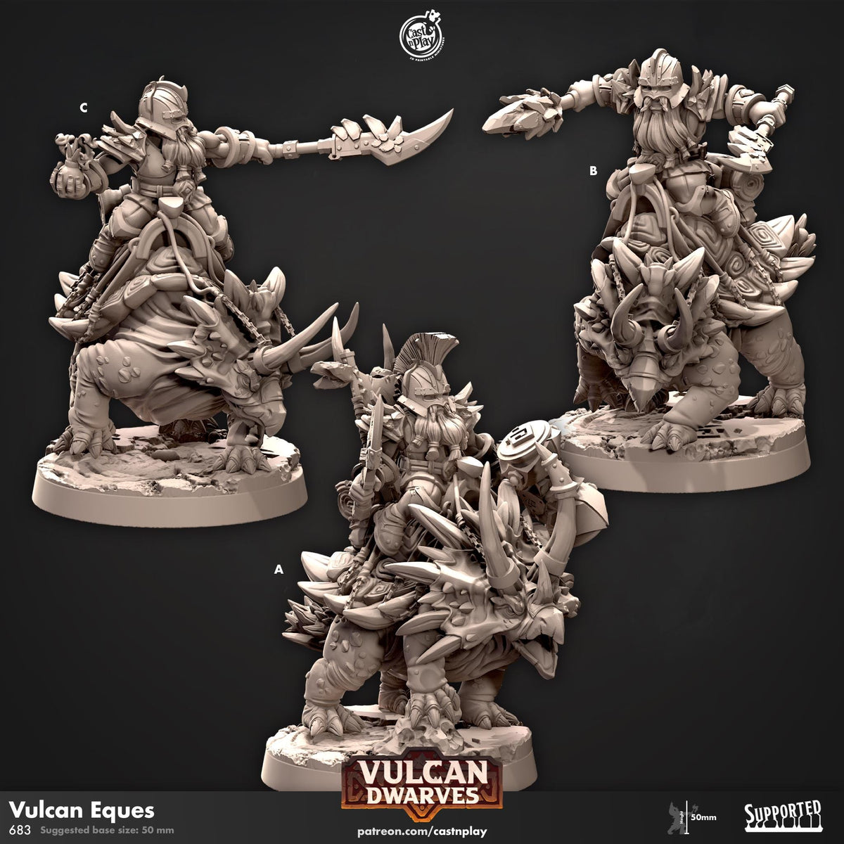 Dwarf Fighter & Barbarian Miniature - resin tabletop miniature front view