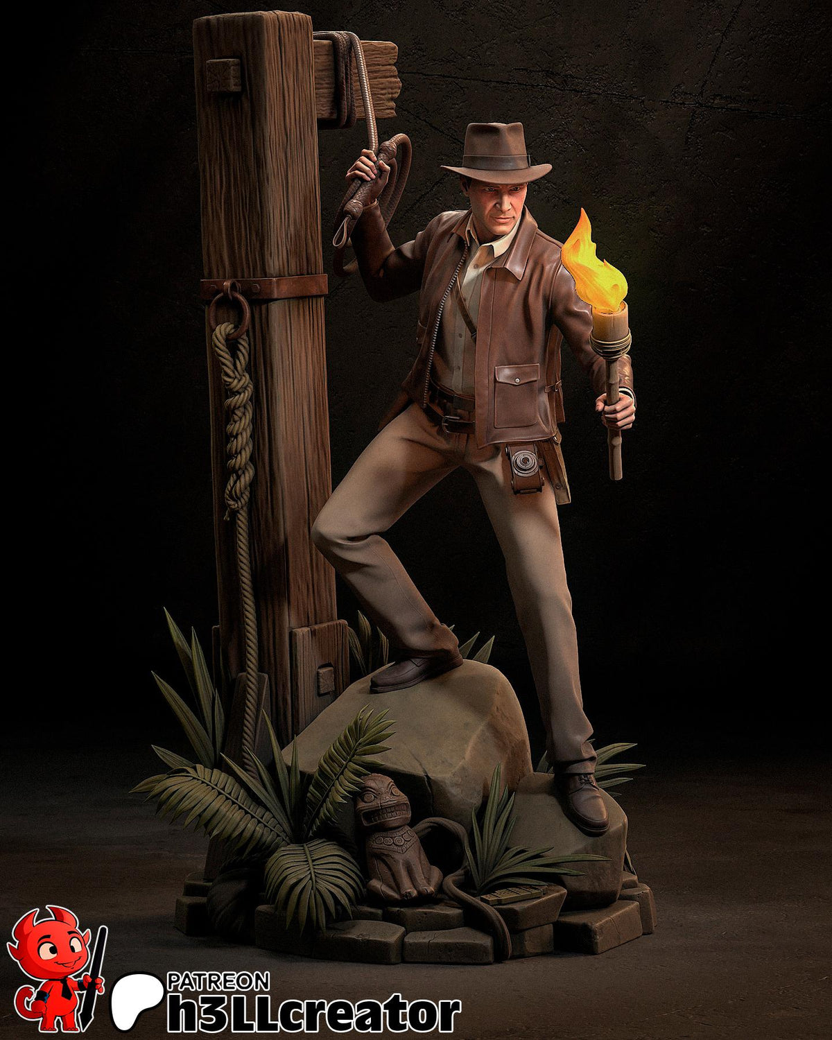 Indiana Jones Figure - resin tabletop miniature alternate angle