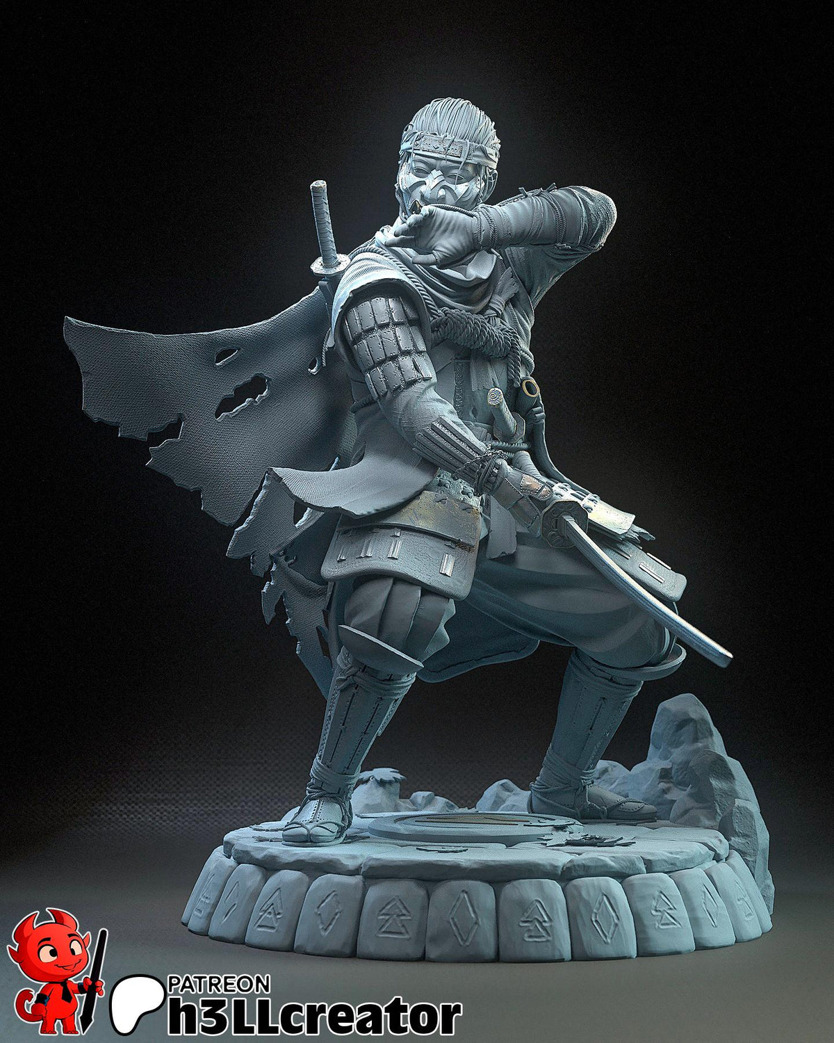 Jin Sakai Ghost of Tsushima Figure - paintable tabletop miniature product view