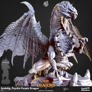 Purple Psychic Dragon Large Miniature - resin tabletop miniature front view