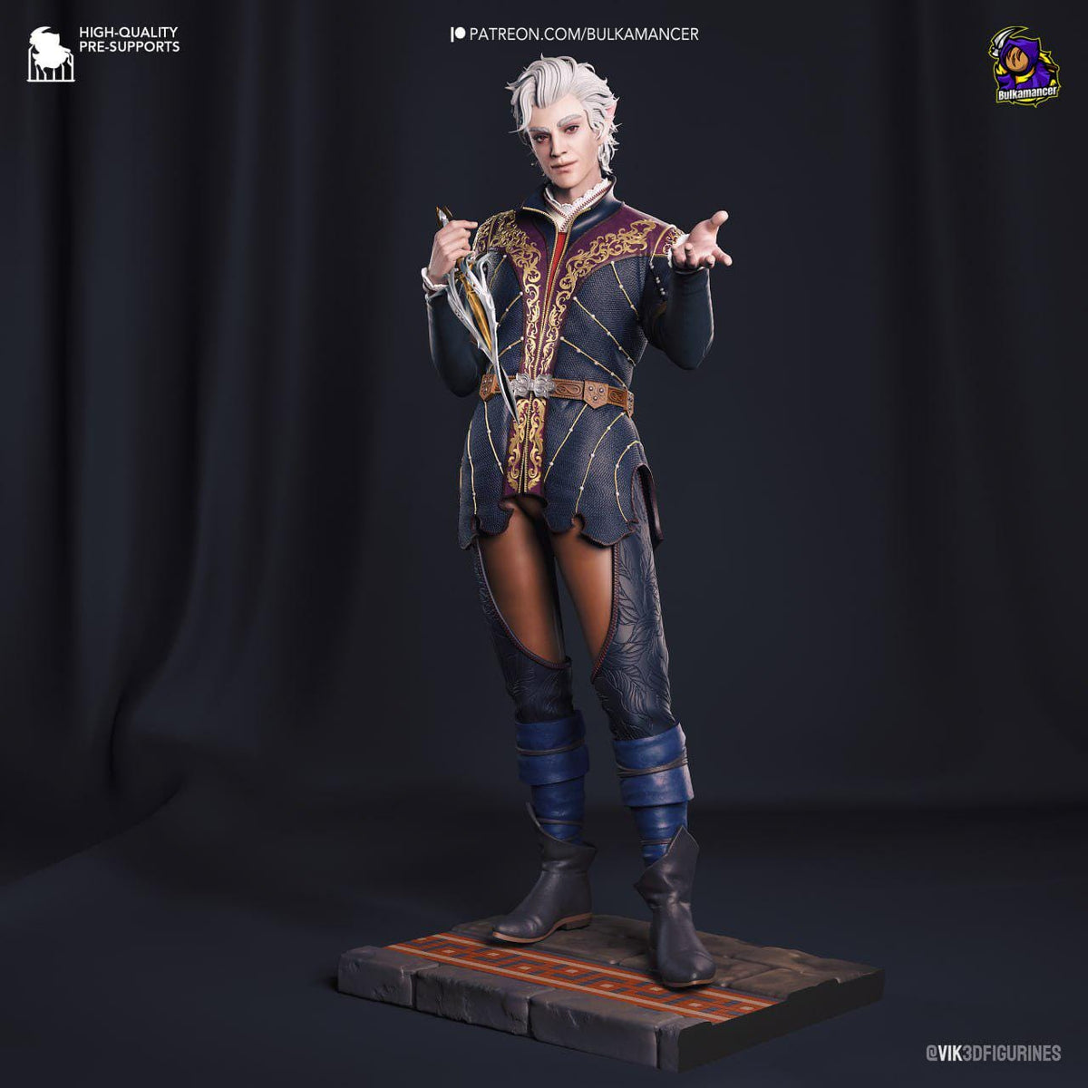 Astarion Figure - Baldur's Gate 3 - resin tabletop miniature alternate angle