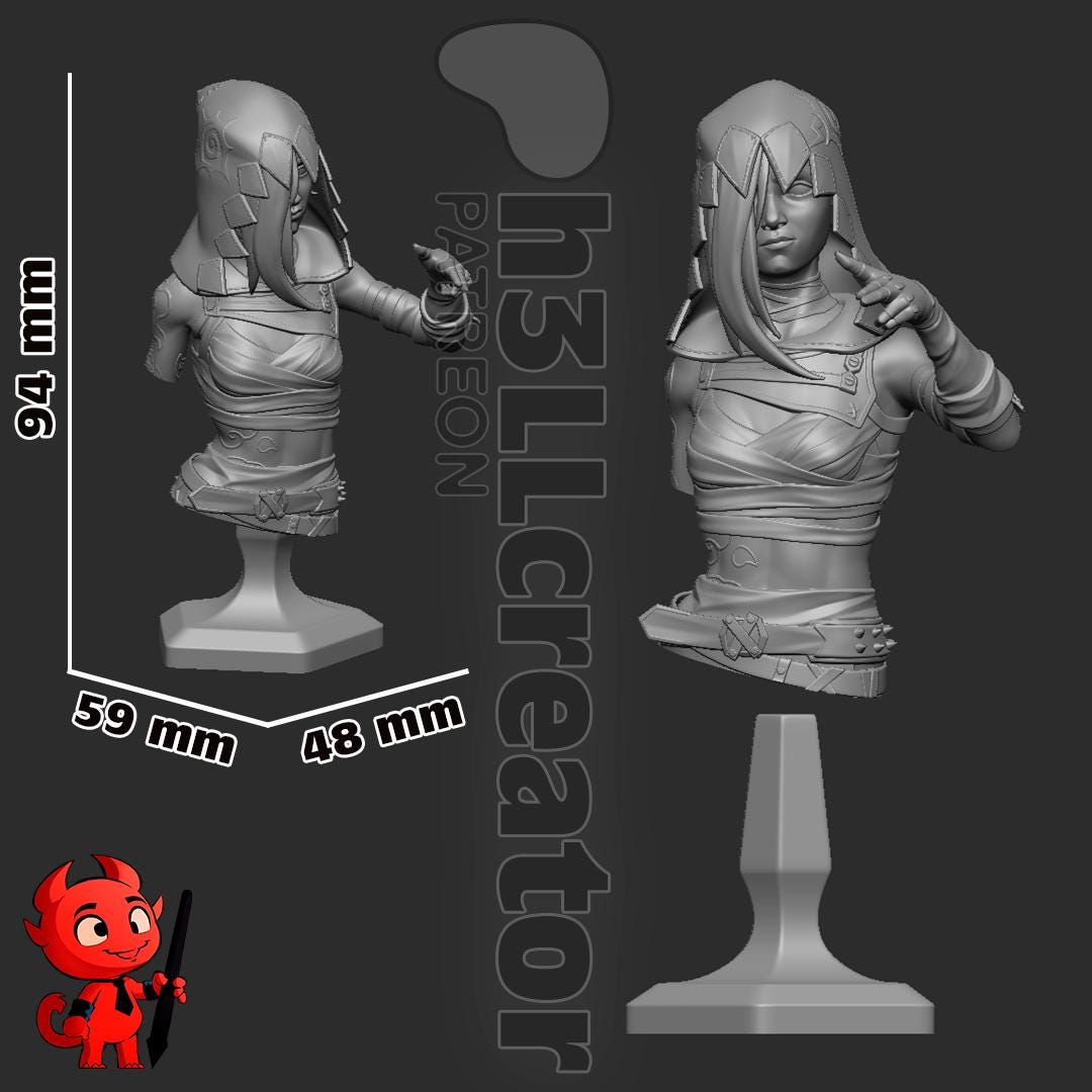 Jinx Bust - Arcane - paintable tabletop miniature product view
