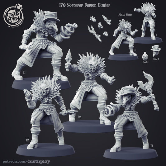 Demon Hunter Sorcerer Miniature - resin tabletop miniature front view