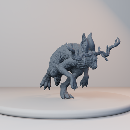 Jackalopes Fantasy Miniatures - Jackalope Pose 01 - front right three-quarter view