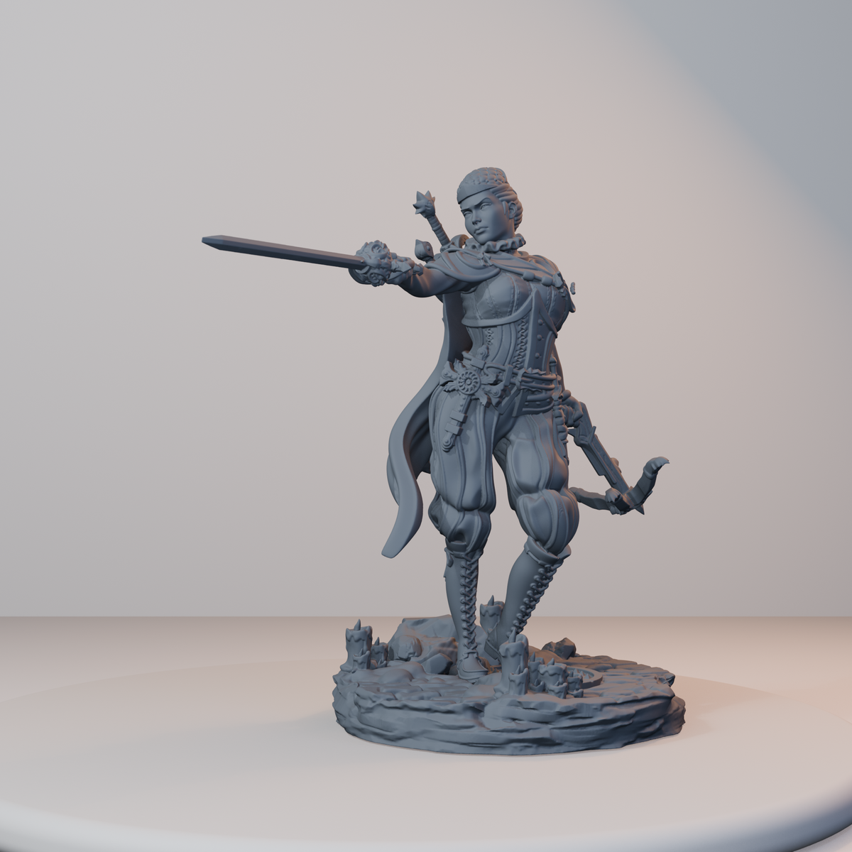 Archvillain Heroes Fantasy Miniatures - Isabetta of the Dawn (rapier,crossbow,) - front right three-quarter view