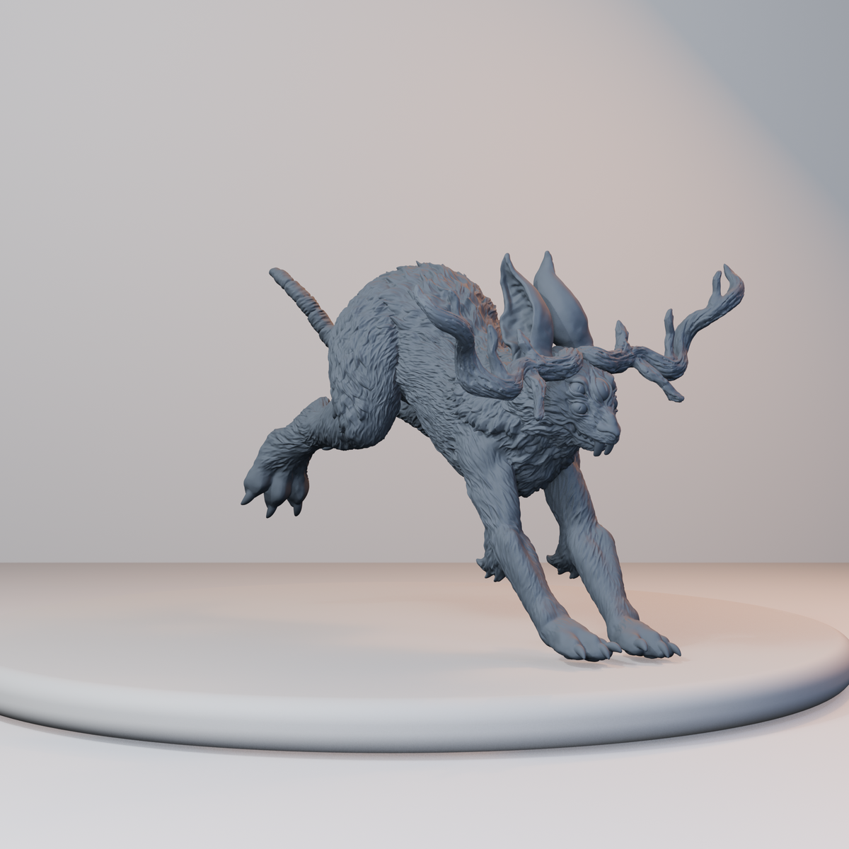 Jackalopes Fantasy Miniatures - Jackalope Pose 04 - front right three-quarter view
