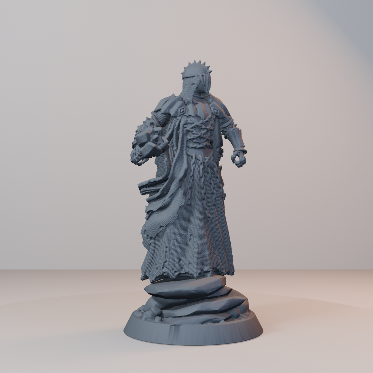 Baron's Soldiers Fantasy Miniatures - Wraith_Mace_Posed (repaired) - front right three-quarter view