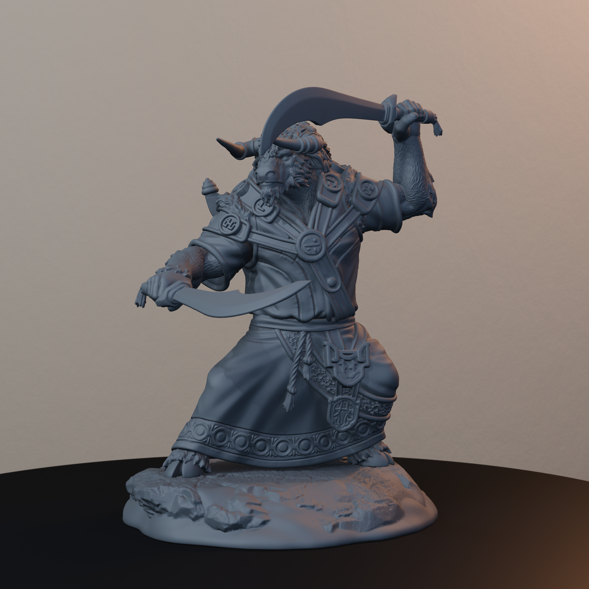 Yak Folk Fantasy Miniatures - Yak Folk Pose 03 - front right three-quarter view