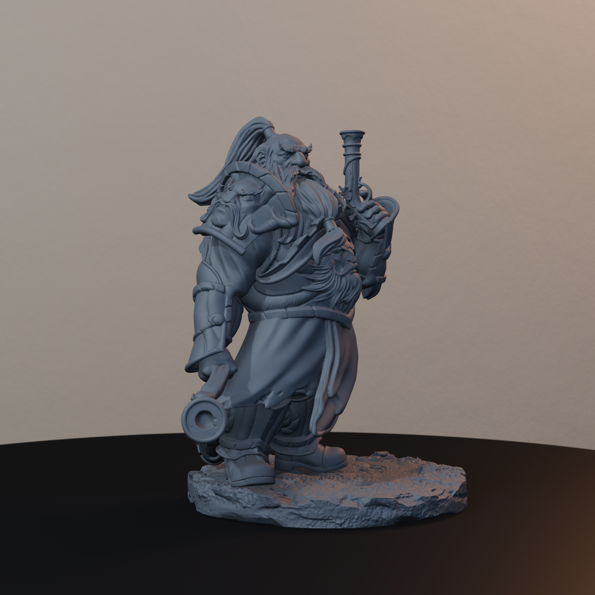 Steelbreaker Leadspitters Dwarf Miniatures - Steelbreaker Leadspitter Pose 02 - front right three-quarter view