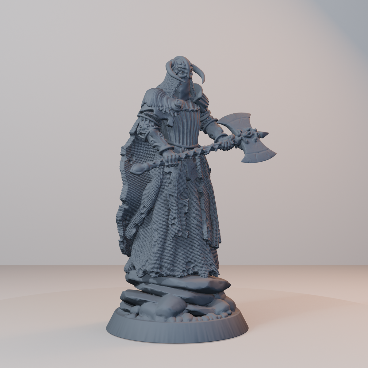 Baron's Soldiers Fantasy Miniatures - Wraith_Axe_Posed (repaired) - front right three-quarter view