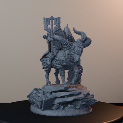 Steelbreaker Warriors Ram Riders Dwarf Miniatures - Steelbreaker Ram Rider Pose 02 - front right three-quarter view