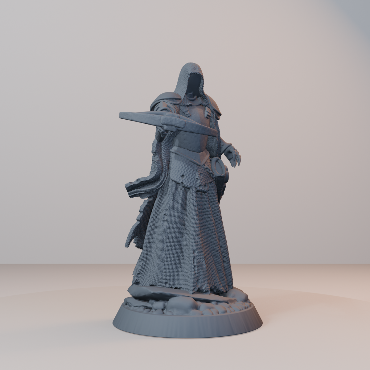 Baron's Soldiers Fantasy Miniatures - Wraith_Archer_Posed_v2 (repaired) - front right three-quarter view