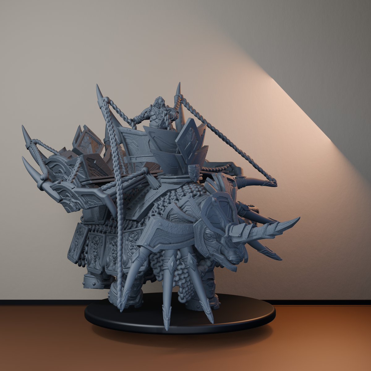 War Bjargan Dwarf Miniatures - War Bjargan - Tamer Rider - front right three-quarter view