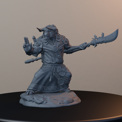 Yak Folk Fantasy Miniatures - Yak Folk Pose 02 - front right three-quarter view