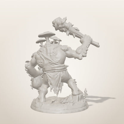 Fungal Troll miniature — rear studio render of the unpainted sculpt, Late Night Miniatures