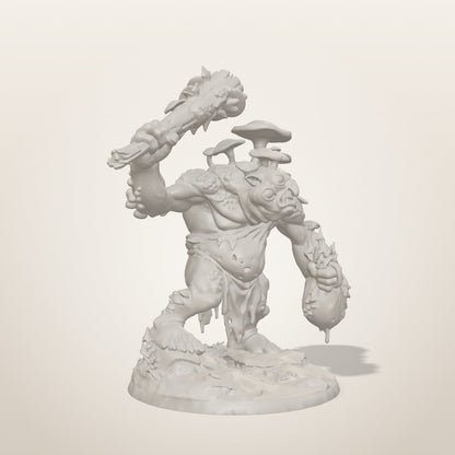 Fungal Troll miniature — three-quarter studio render of the unpainted sculpt, Late Night Miniatures