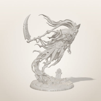 Ghost Collector miniature — three-quarter studio render of the unpainted sculpt, Late Night Miniatures