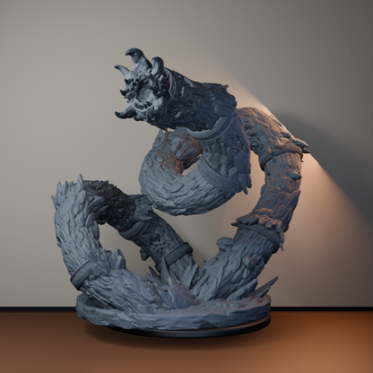 Stonewurm Riders Dwarf Miniatures - Stonewurm Rider Pose 02 No Rider - hero view