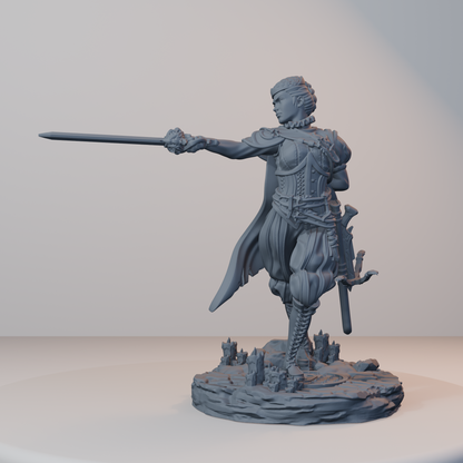 Archvillain Heroes Fantasy Miniatures - Isabetta of the Dawn (rapier,cross) - hero view