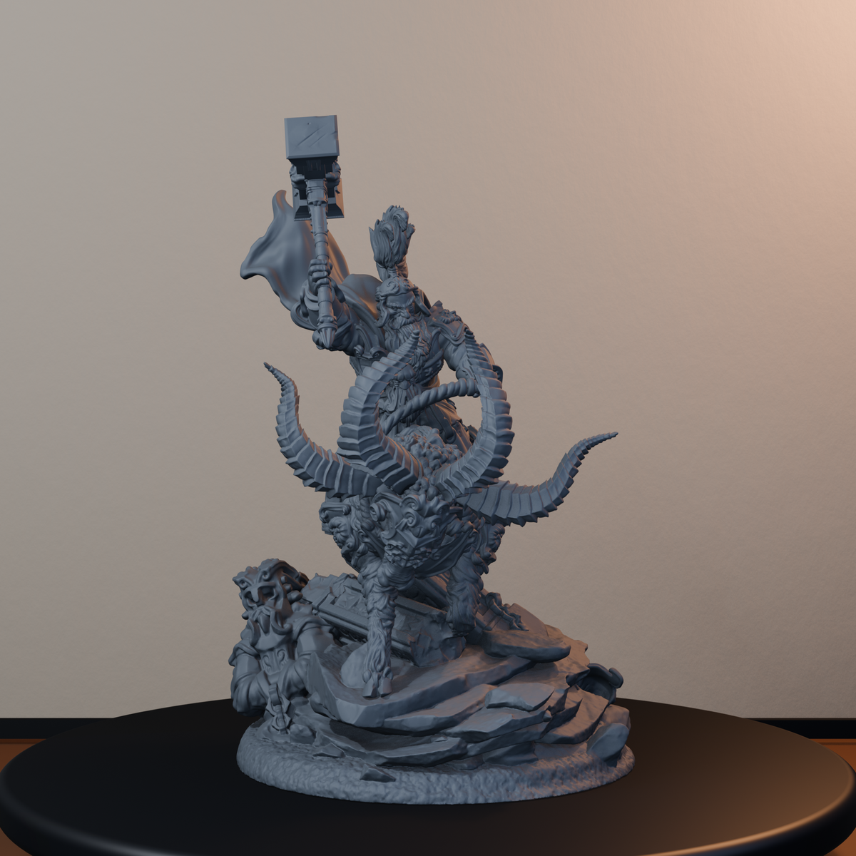 Steelbreaker Warriors Ram Riders Dwarf Miniatures - Steelbreaker Ram Rider Pose 04 - hero view
