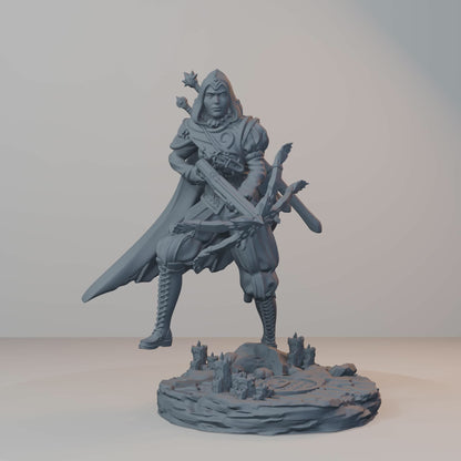 Archvillain Heroes Fantasy Miniatures - Isabetta of the Dawn (crossbow,hood) - turntable view