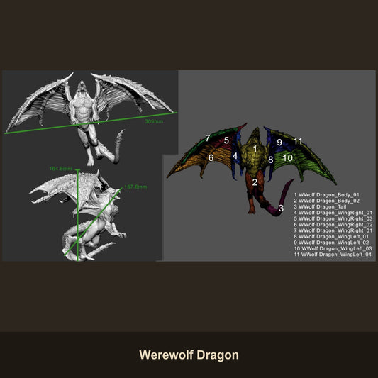 Werewolf Dragon Fantasy Miniatures - resin tabletop miniature front view