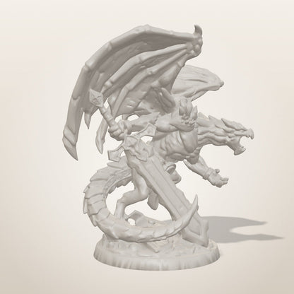 Stone Dragon miniature — three-quarter studio render of the unpainted sculpt, Late Night Miniatures