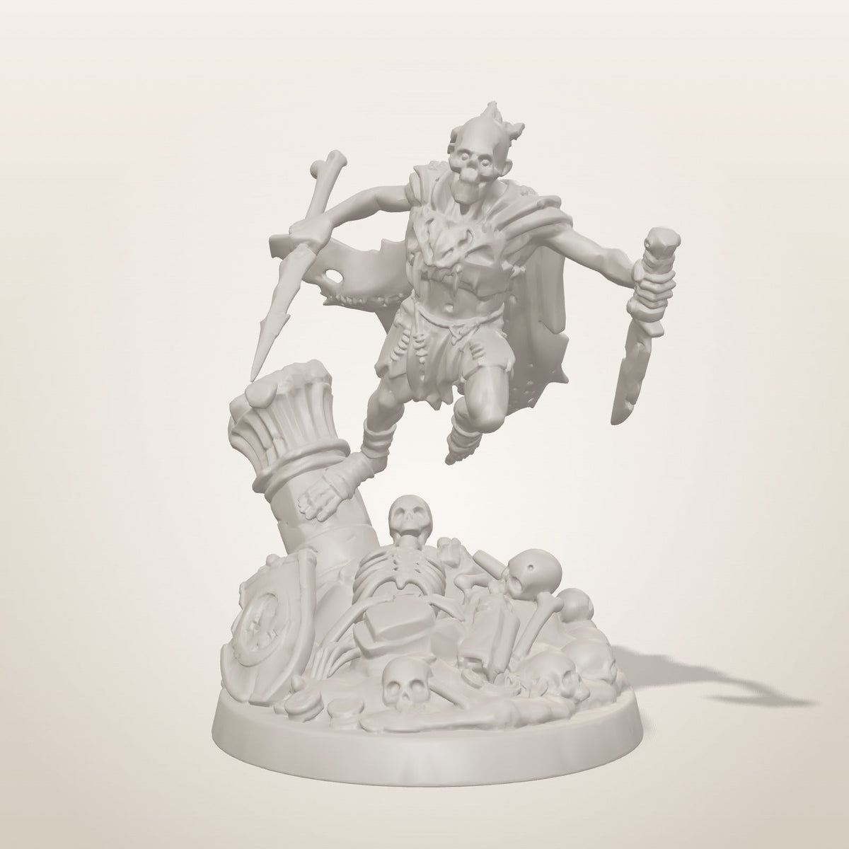 Undead Assassin miniature — front studio render of the unpainted sculpt, Late Night Miniatures