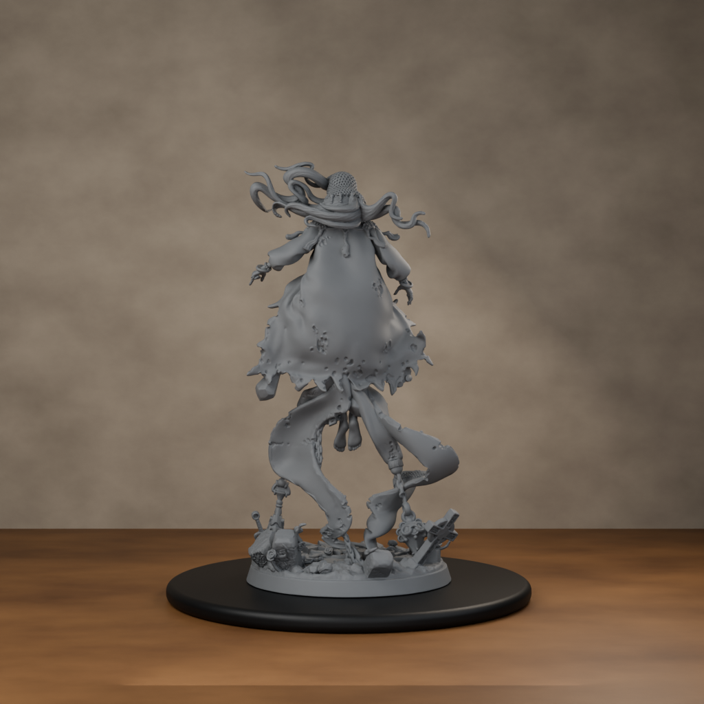 Baron's Mistress Pose 01 - unpainted resin miniature digital render - back