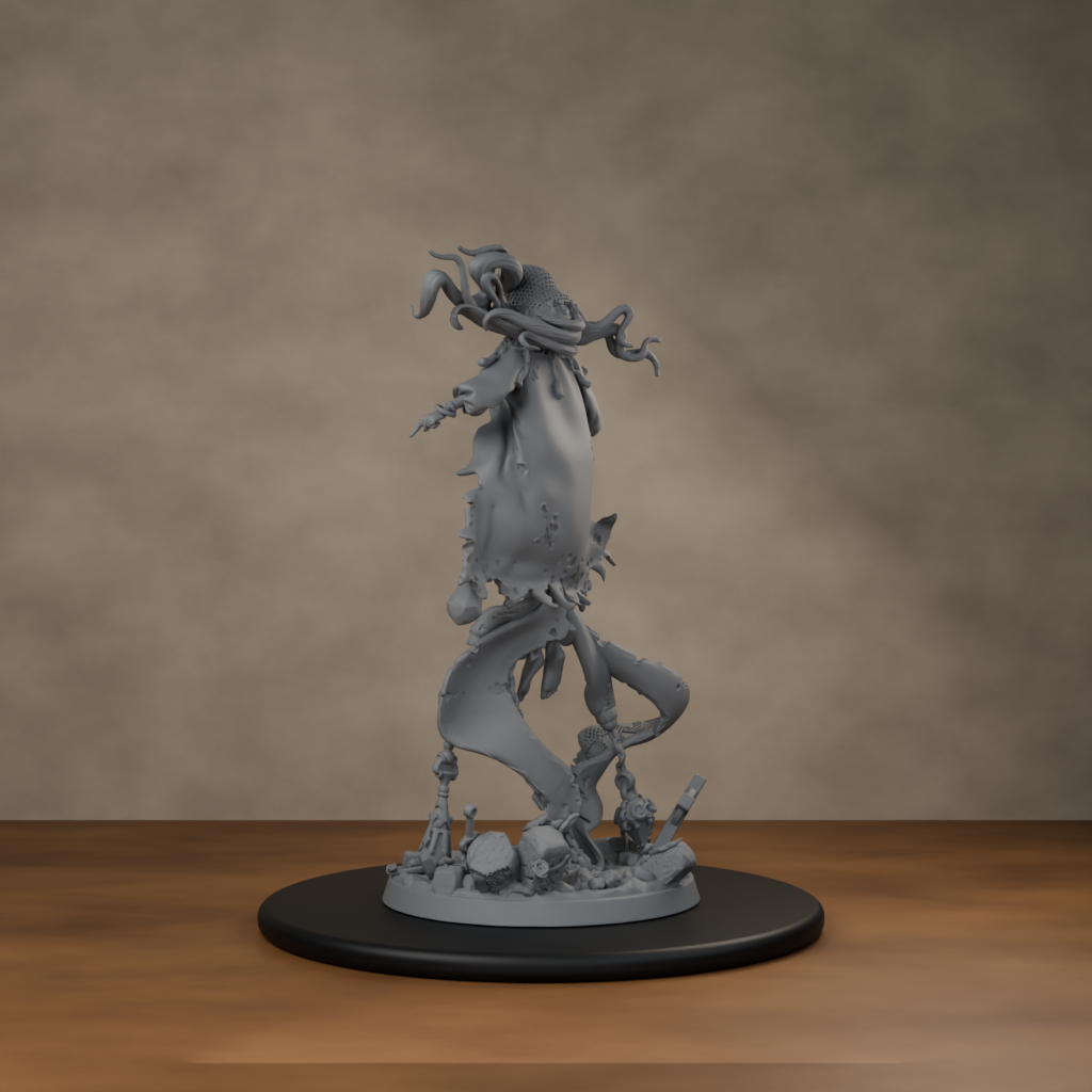 Baron's Mistress Pose 01 - unpainted resin miniature digital render - back left 3q