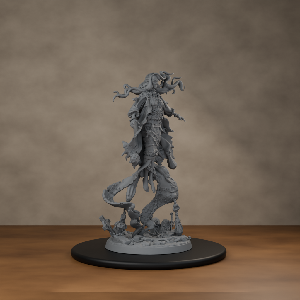 Baron's Mistress Pose 01 - unpainted resin miniature digital render - front right 3q