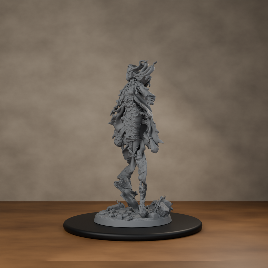Baron's Mistress Pose 01 - unpainted resin miniature digital render - side