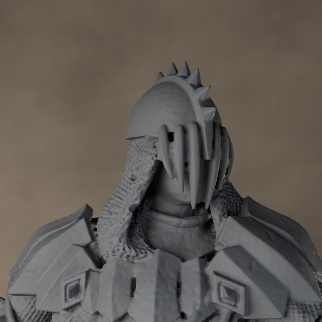 Giant Mace Wraith - unpainted resin miniature digital render - detail upper