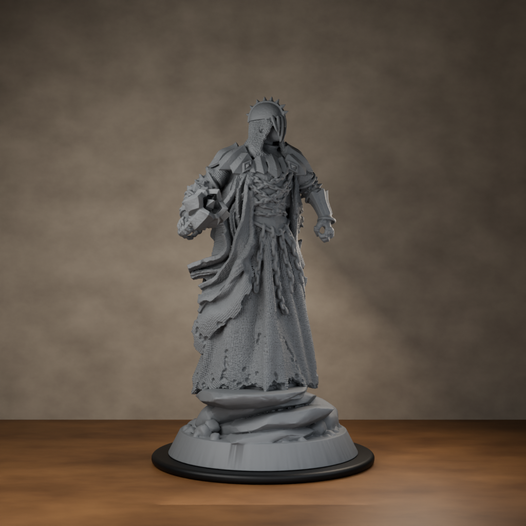 Giant Mace Wraith - unpainted resin miniature digital render - front right 3q