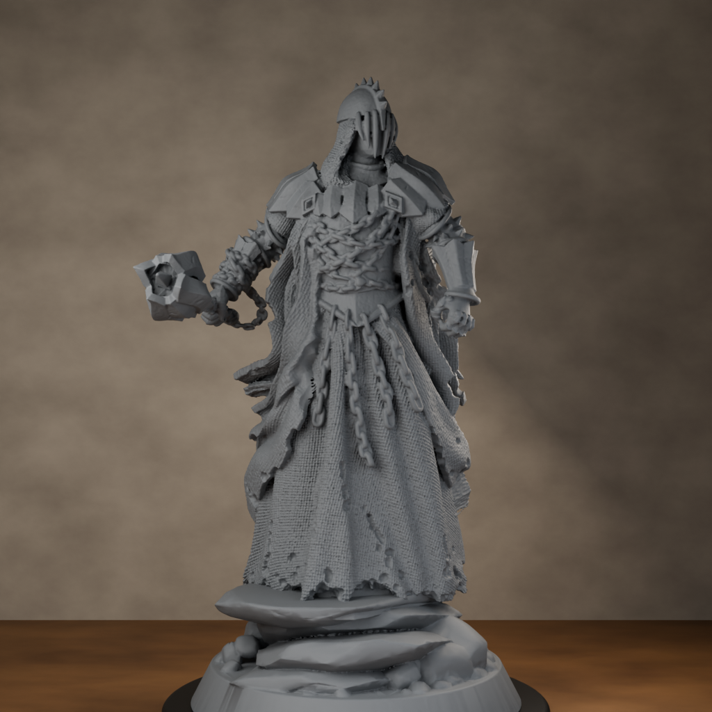 Giant Mace Wraith - unpainted resin miniature digital render - high angle